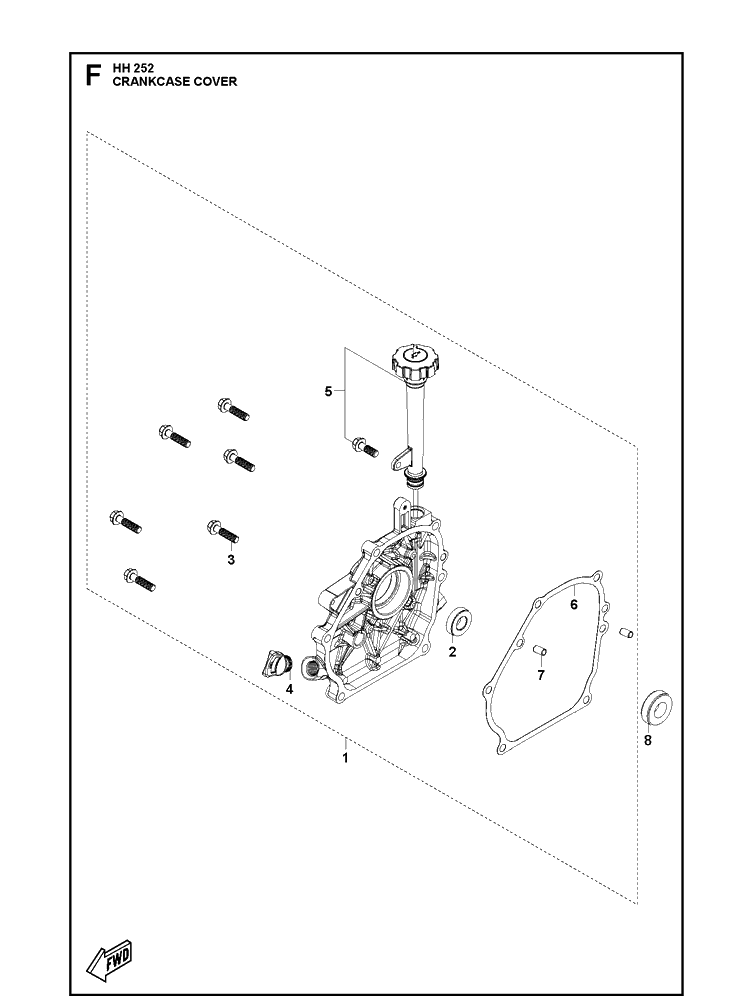 Crankcase Cover Diagram and Parts List for 598610601 2021-07 Husqvarna Engine