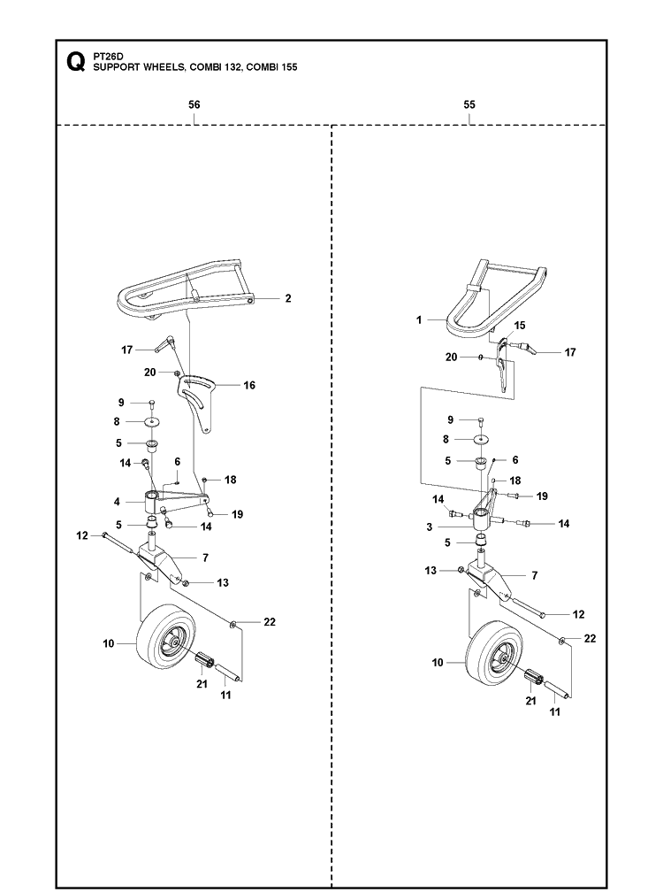 Wheels And Tires 3 Diagram and Parts List for PT26D  Husqvarna Lawn Mower