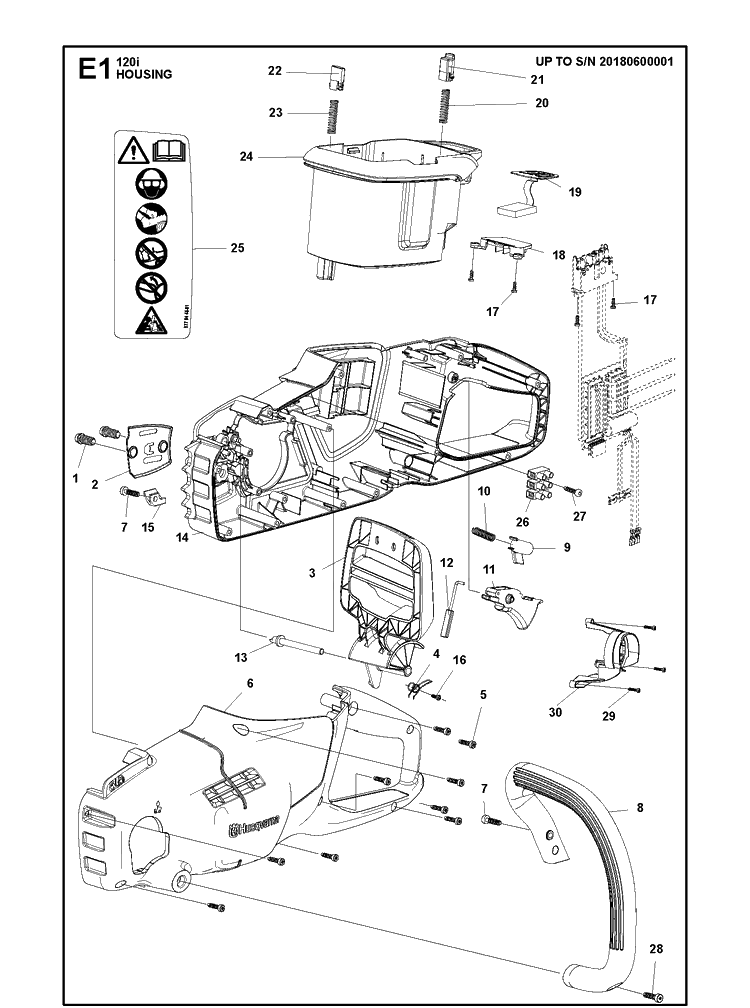 Housing 2 Diagram and Parts List for 120I (967098201)(2018-06) Husqvarna Chainsaw