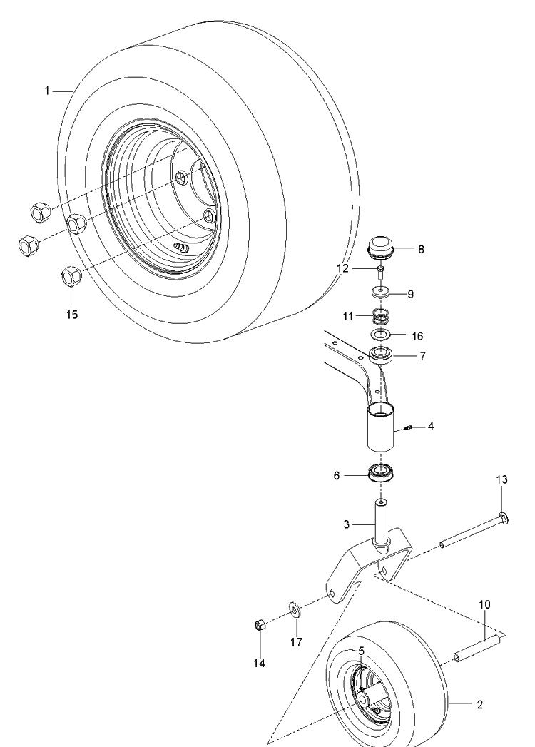 Wheels And Tires Diagram and Parts List for RZ4824TFBF (96700380302)(2015-05) Husqvarna Lawn Mower