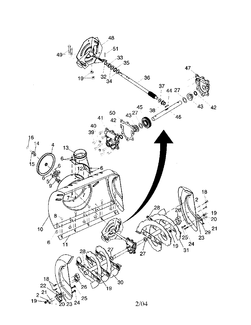 Auger housing/impeller Diagram and Parts List for HL524STA  Husqvarna Snow Blower