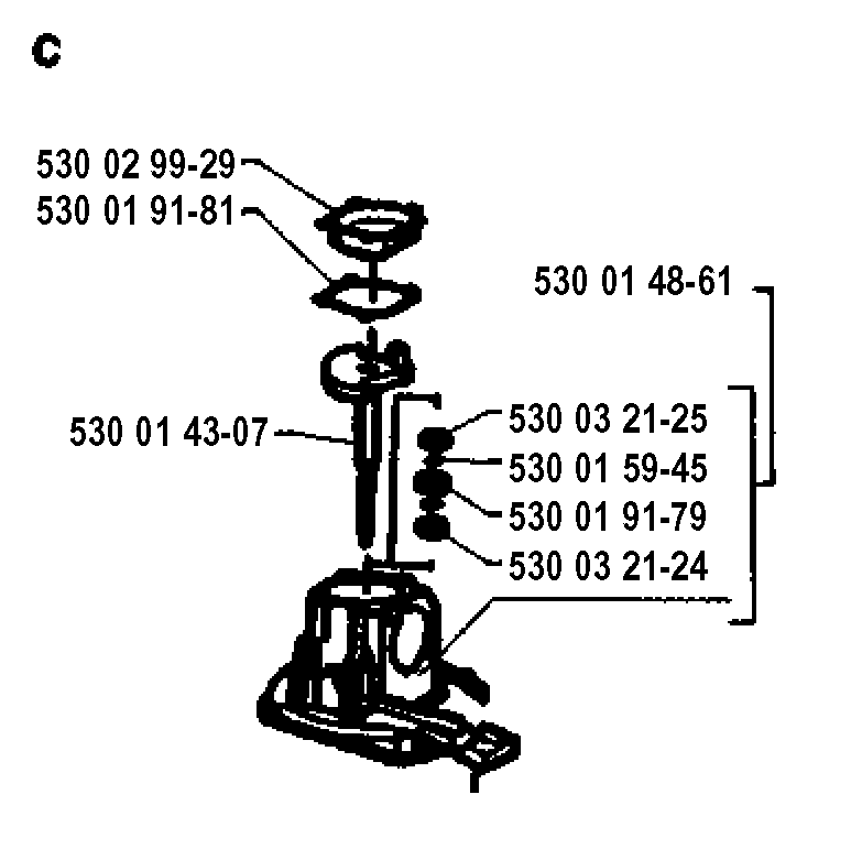 Crankshaft Diagram and Parts List for 18H 19941400001-19953200000 Husqvarna Trimmer