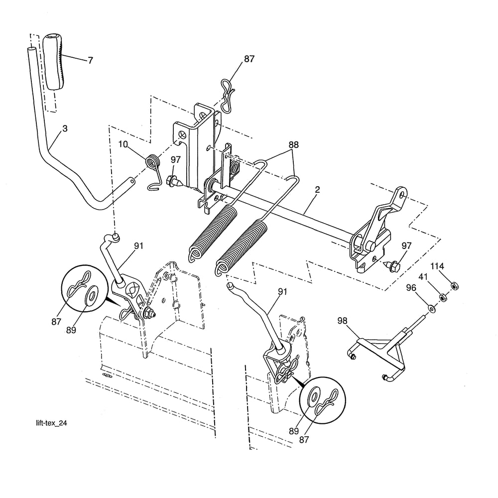 Mower Lift Diagram and Parts List for 96043026000  Husqvarna Lawn Tractor