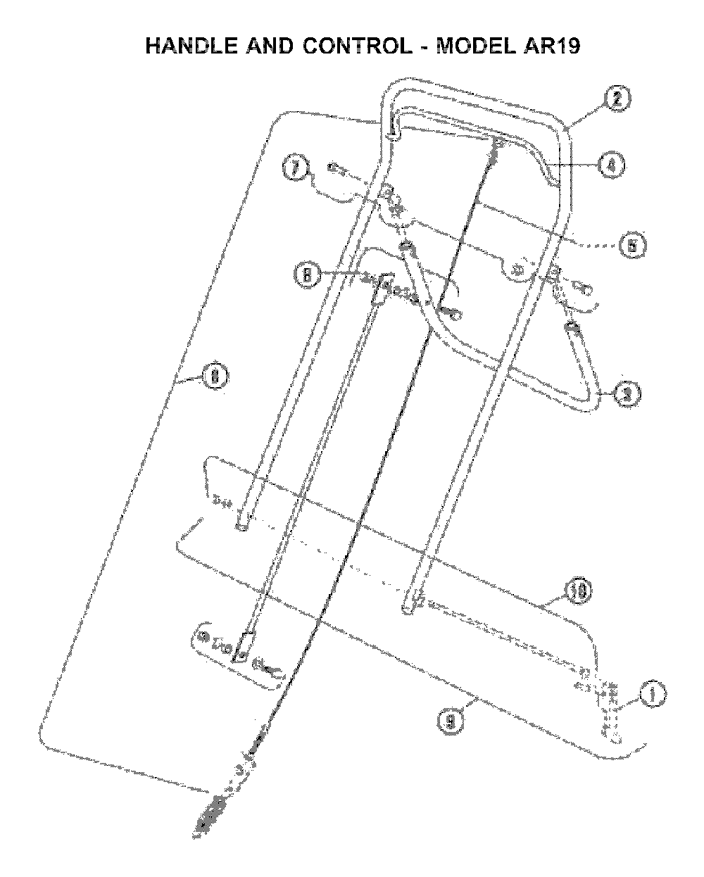 Handle And Controls Diagram and Parts List for AR25H (968981104)(2005-11) Husqvarna Dethatcher