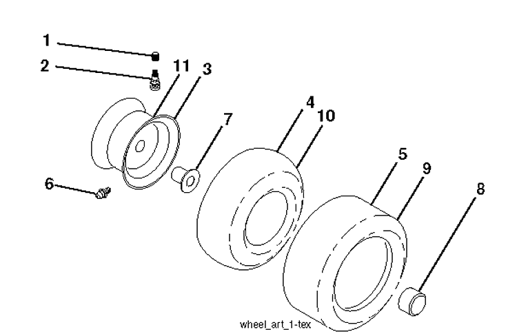 Wheels And Tires Diagram and Parts List for TS248XD  Husqvarna Lawn Tractor