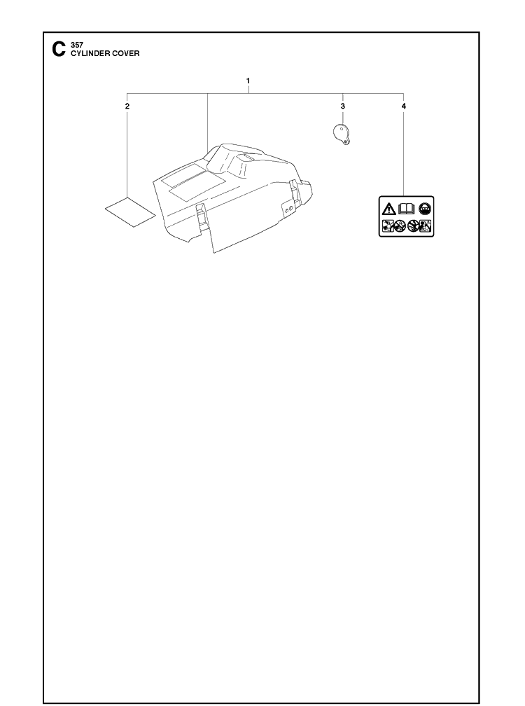 Cylinder Cover Diagram and Parts List for 357XP 20100600001-20111800000 Husqvarna Chainsaw