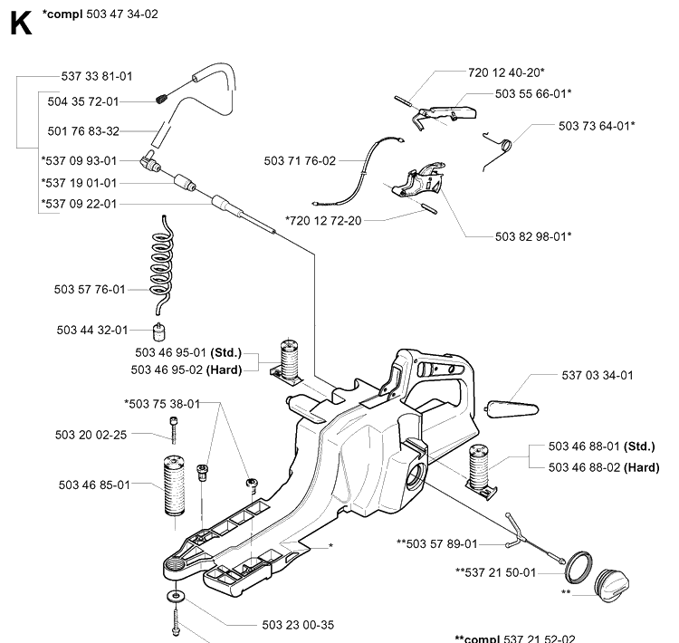 Fuel Tank 2 Diagram and Parts List for 395XP/ (XPG)(20051800001-20070100000) Husqvarna Chainsaw