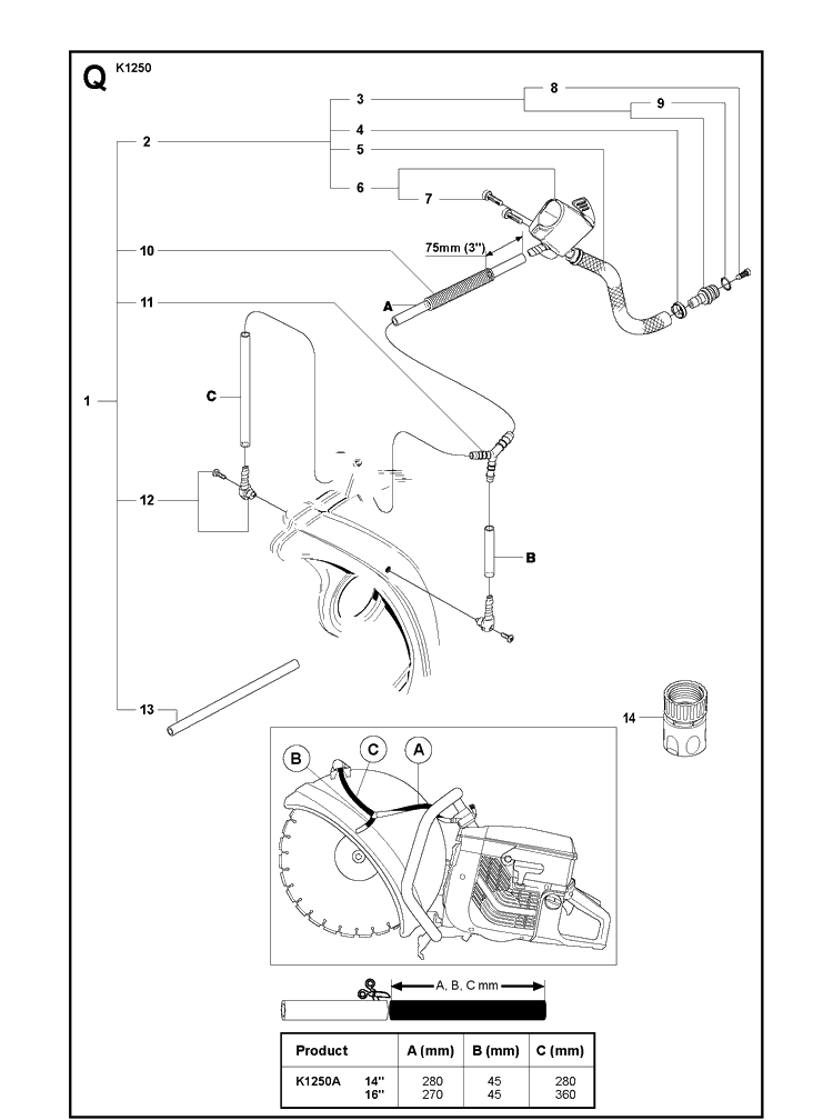 Valves Diagram and Parts List for K1250 2008-01 Husqvarna Lawn Tractor Accessories