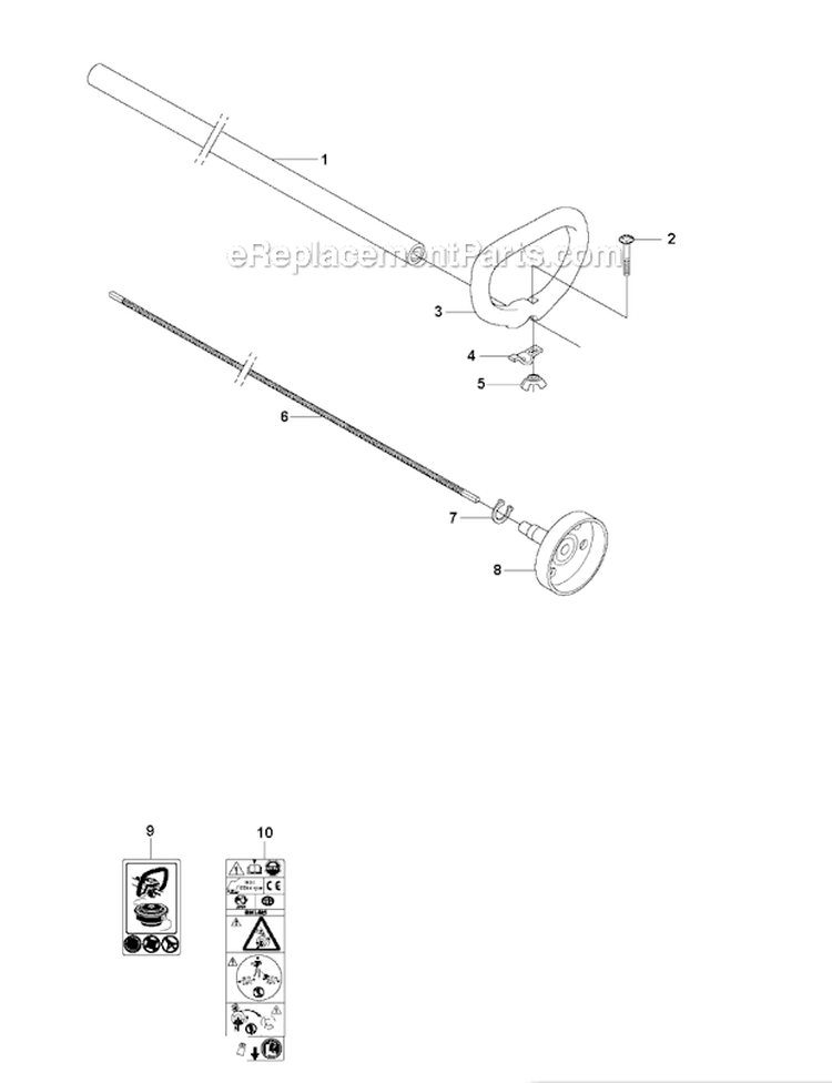 Shaft  Handle Diagram and Parts List for 223L 2006-01 Husqvarna Brush Cutter