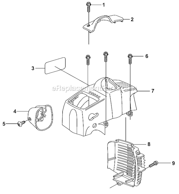 Cylinder Cover Diagram and Parts List for 223L  Husqvarna Hedge Trimmer