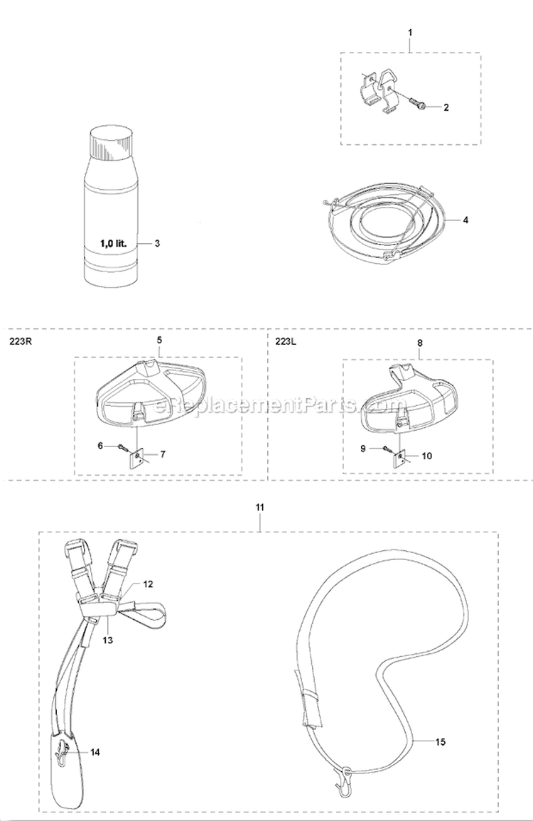 Accessories 1 Diagram and Parts List for 223R 2006-01 Husqvarna Brush Cutter