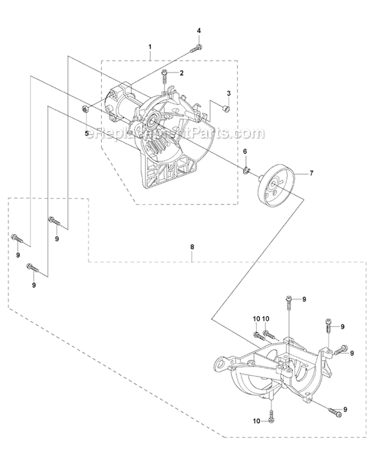 Crankcase Diagram and Parts List for 223R 2006-01 Husqvarna Brush Cutter