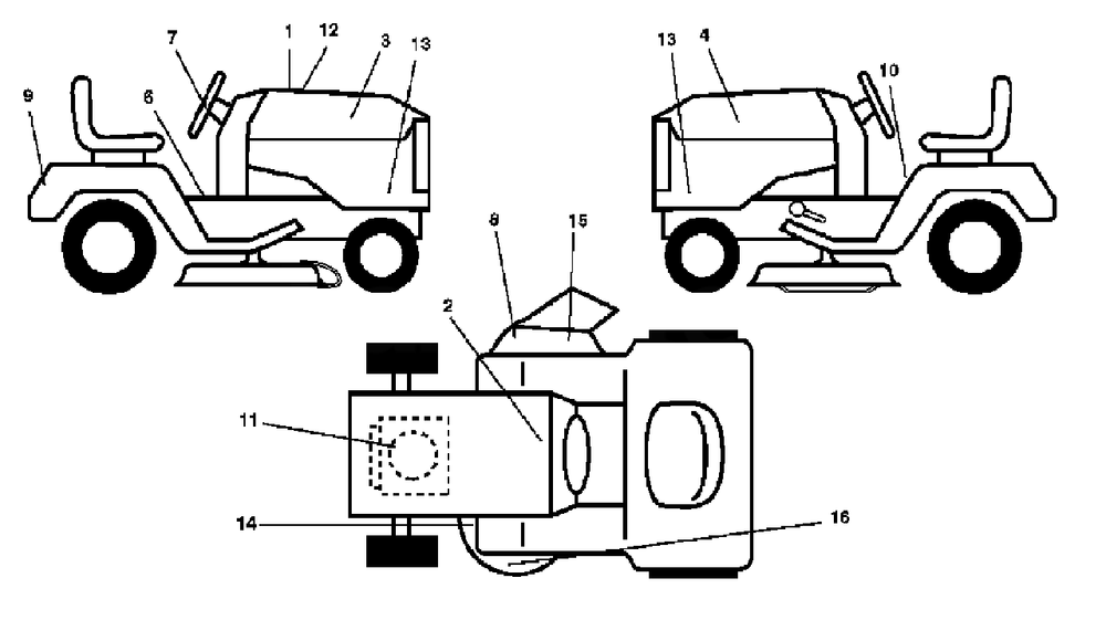 Decals Diagram and Parts List for YTH1542XP (954567253-G)(2003-03) Husqvarna Lawn Tractor