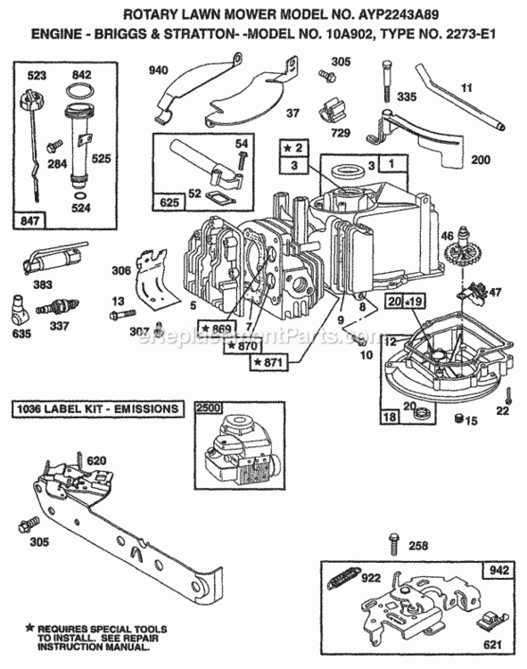 Page A Diagram and Parts List for 2243A89 1998 Husqvarna Lawn Mower