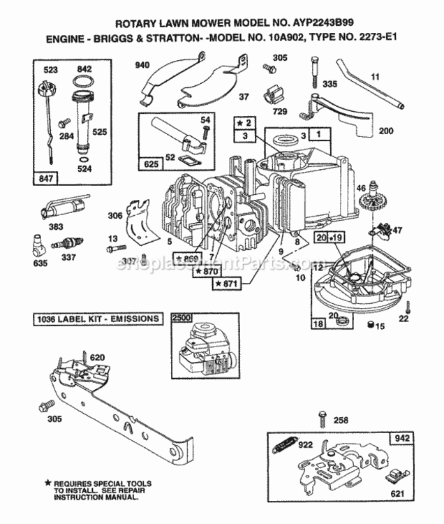 Page A Diagram and Parts List for 2243B99 1999 Husqvarna Lawn Mower