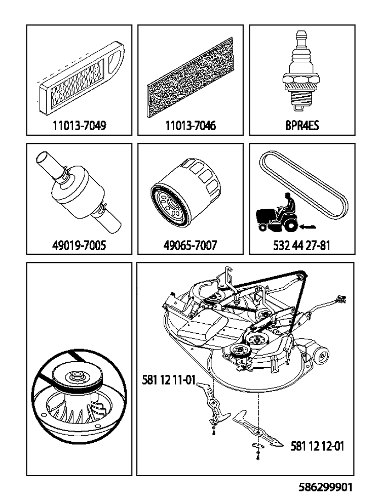 Frequently Used Parts Diagram and Parts List for CTH224T (96051009600)(2013-10) Husqvarna Lawn Tractor