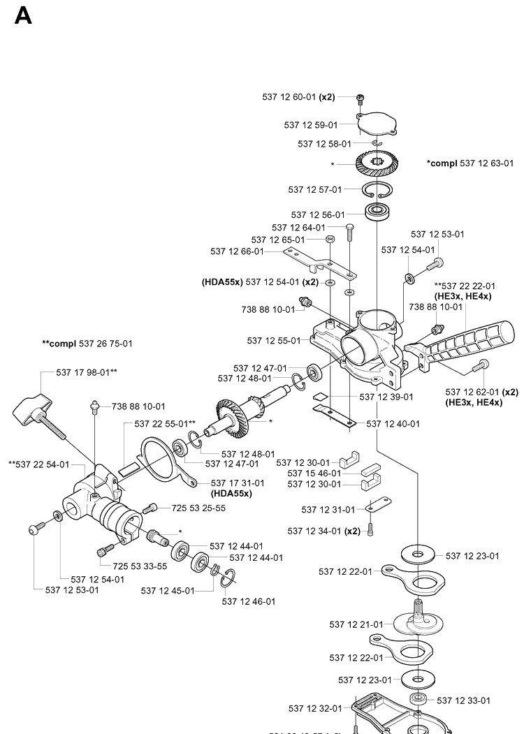 Gear Housing Diagram and Parts List for 325HA850 20040100001-20050600000 Husqvarna Hedge Trimmer