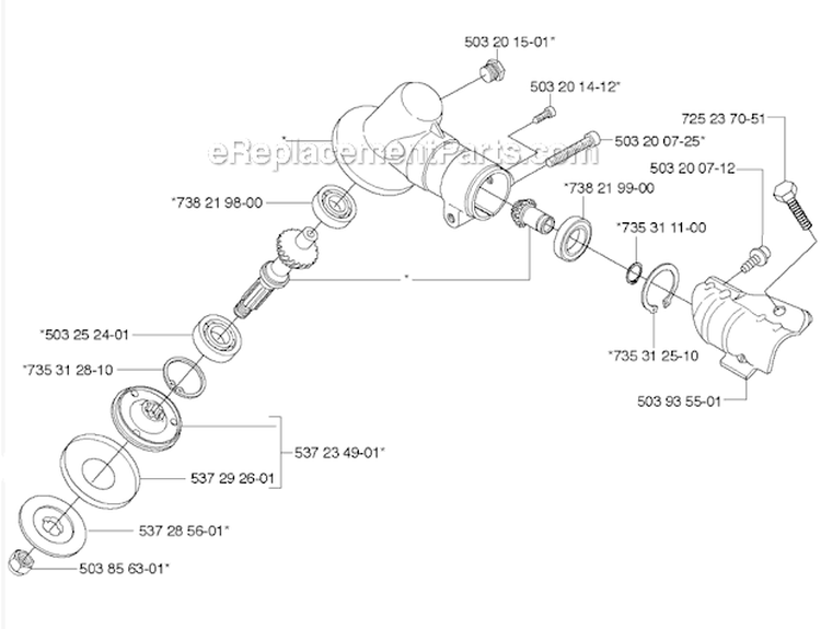 Bevel Gear Diagram and Parts List for 224L 2009-06 Husqvarna Trimmer
