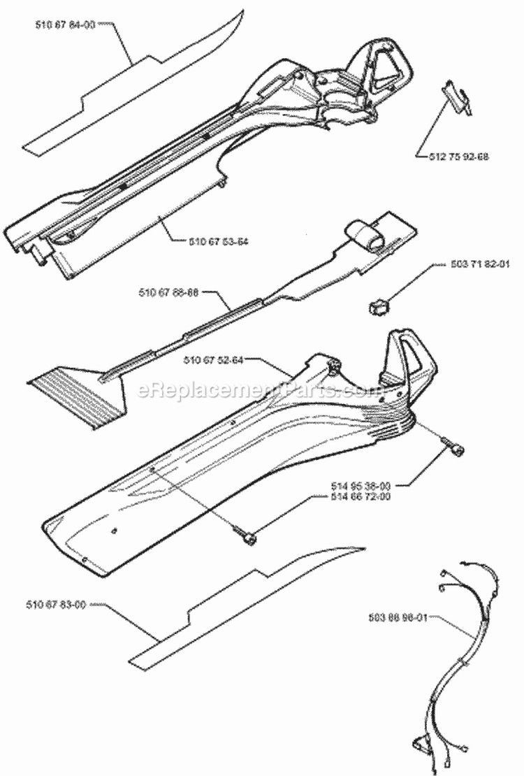 Tube Diagram and Parts List for 225BV 1996-08 Husqvarna Leaf Blower / Vacuum