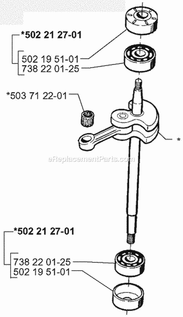 Crankshaft Diagram and Parts List for 225BV 1996-08 Husqvarna Leaf Blower / Vacuum