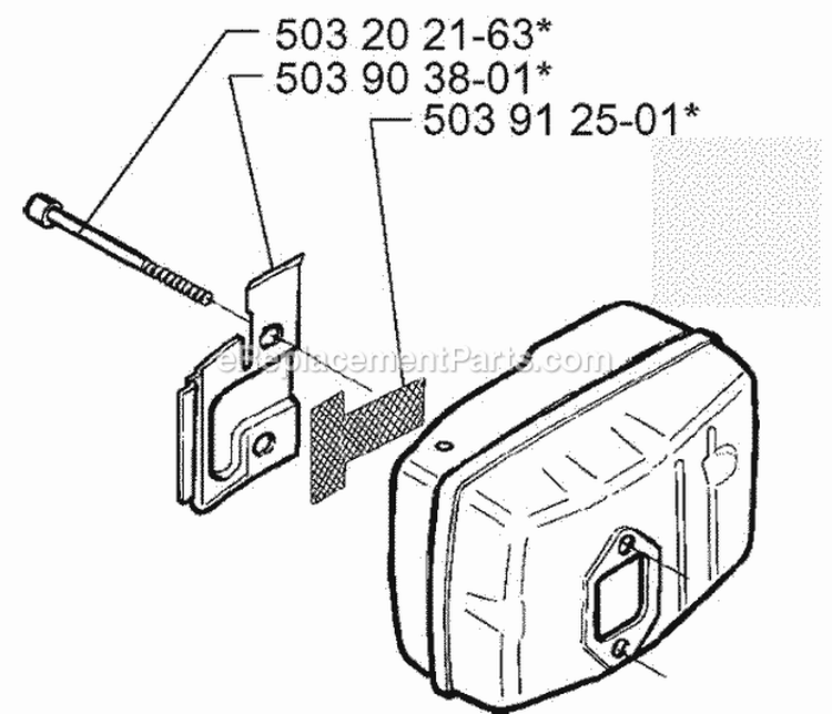 Muffler Diagram and Parts List for 225BV 1997-02 Husqvarna Leaf Blower / Vacuum