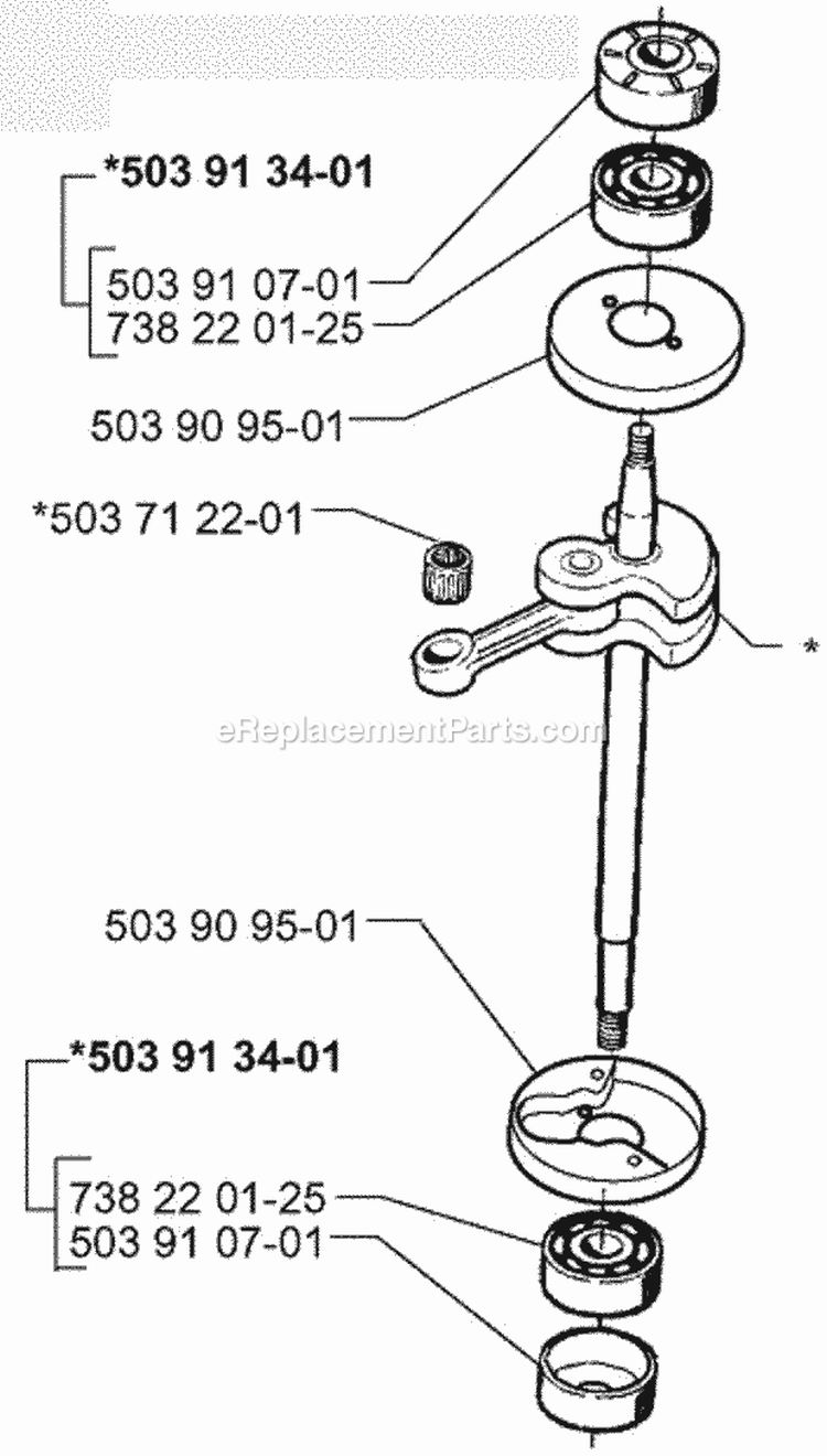 Crankshaft Diagram and Parts List for 225BV 1997-02 Husqvarna Leaf Blower / Vacuum