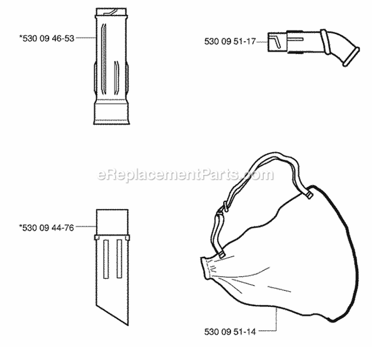 Page A Diagram and Parts List for 225BX 2001-08 Husqvarna Leaf Blower / Vacuum