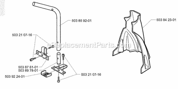 Handle Diagram and Parts List for 225B 2001-06 Husqvarna Leaf Blower / Vacuum
