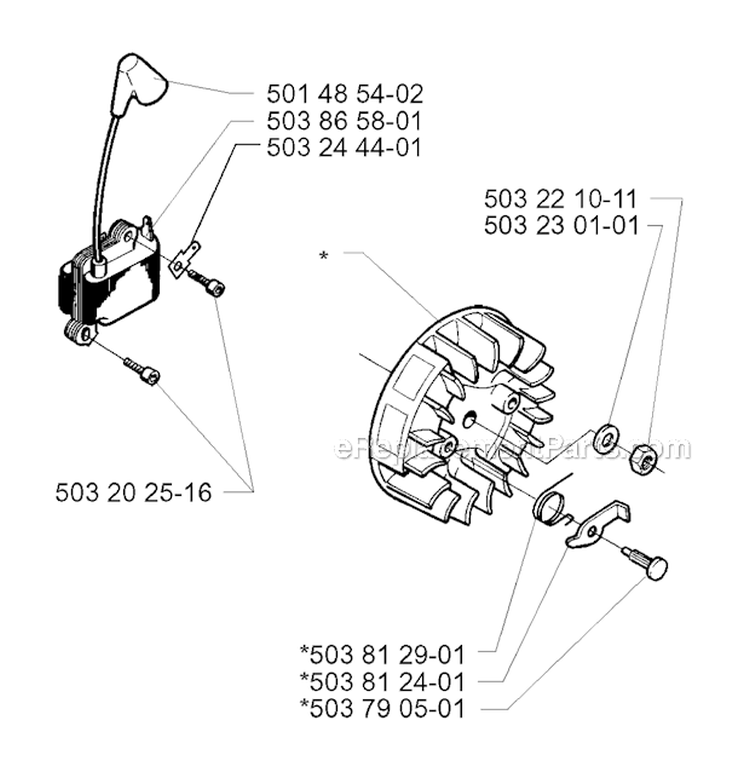 Ignition System Diagram and Parts List for 225RD 1997-02 Husqvarna Brush Cutter
