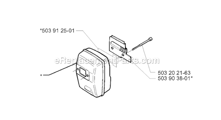 Muffler Diagram and Parts List for 225RD 1997-02 Husqvarna Brush Cutter
