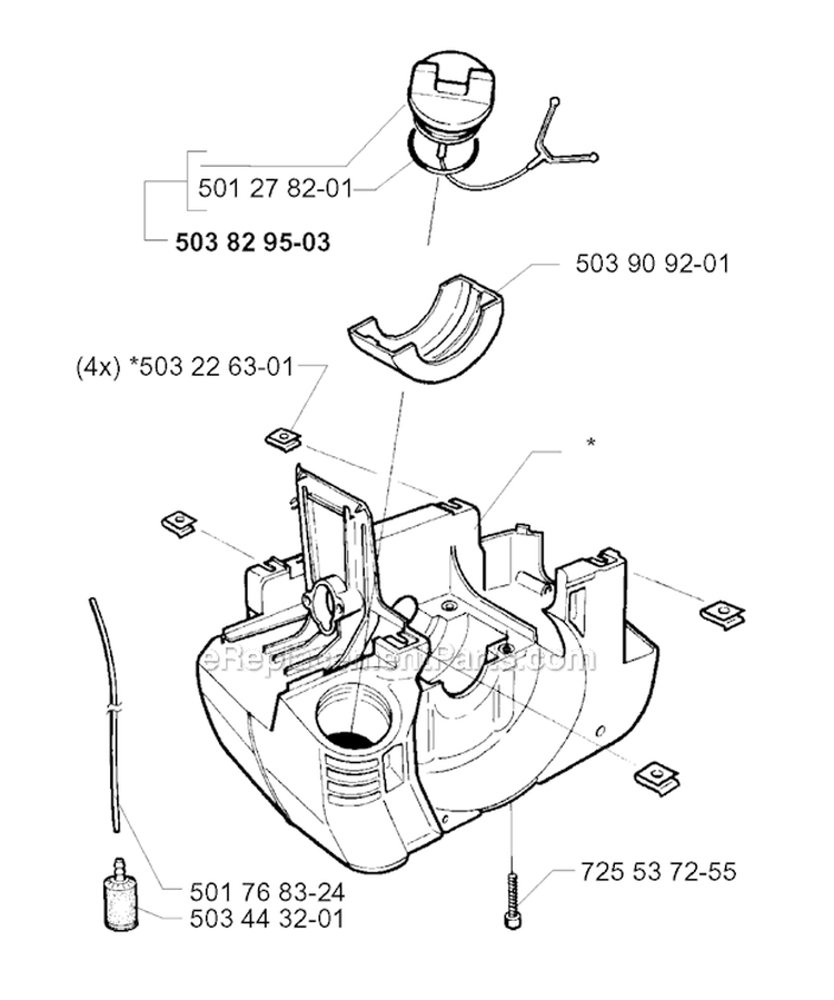 Crankcase Diagram and Parts List for 225RD 1997-02 Husqvarna Brush Cutter