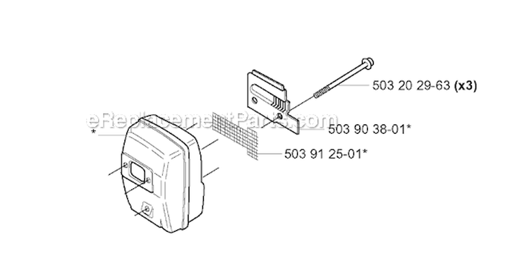 Muffler Diagram and Parts List for 225RD 2000-10 Husqvarna Brush Cutter