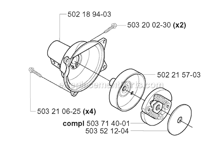 Clutch Diagram and Parts List for 225RD 2000-10 Husqvarna Brush Cutter