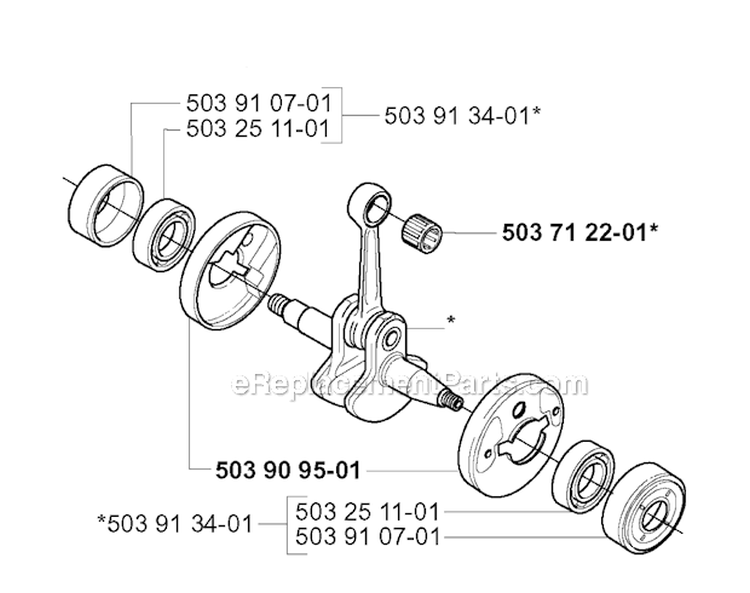 Crankshaft Diagram and Parts List for 225RD 2000-10 Husqvarna Brush Cutter