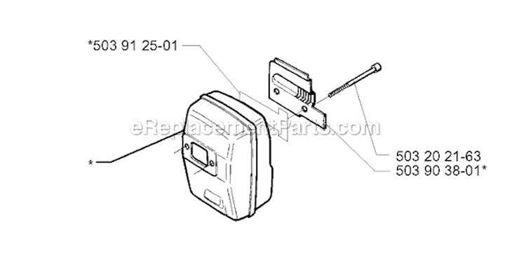 Muffler Diagram and Parts List for 225RJ 1997-02 Husqvarna Brush Cutter