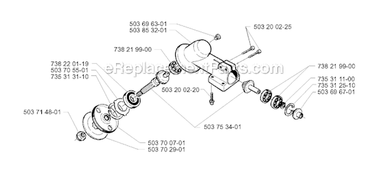 Steering Column Diagram and Parts List for 225RJ 1997-02 Husqvarna Brush Cutter