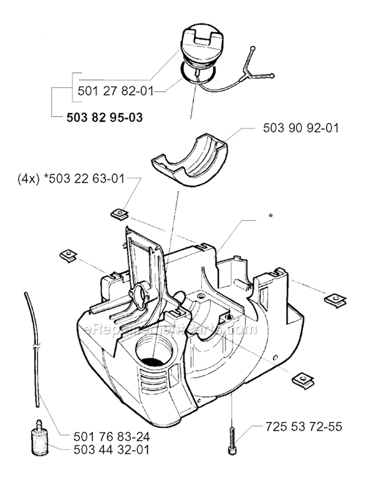Crankcase Diagram and Parts List for 225RJ 1997-02 Husqvarna Brush Cutter