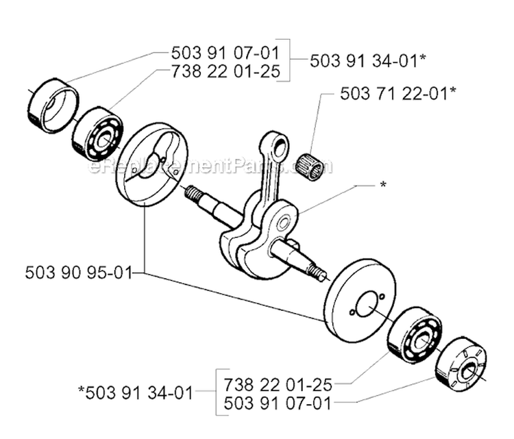 Crankshaft Diagram and Parts List for 225RJ 1997-02 Husqvarna Brush Cutter