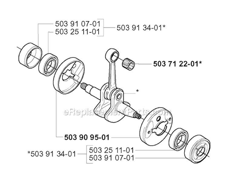 Crankshaft Diagram and Parts List for 225RJ 2000-10 Husqvarna Brush Cutter