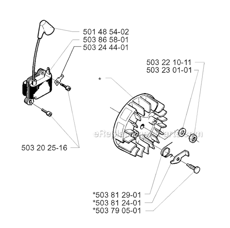 Ignition System Diagram and Parts List for 225R 1997-02 Husqvarna Brush Cutter
