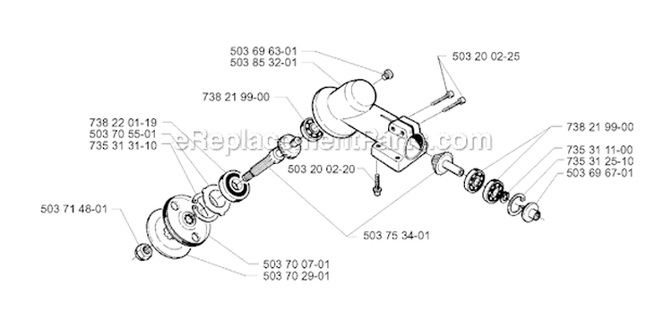 Steering Column Diagram and Parts List for 225R 1997-02 Husqvarna Brush Cutter