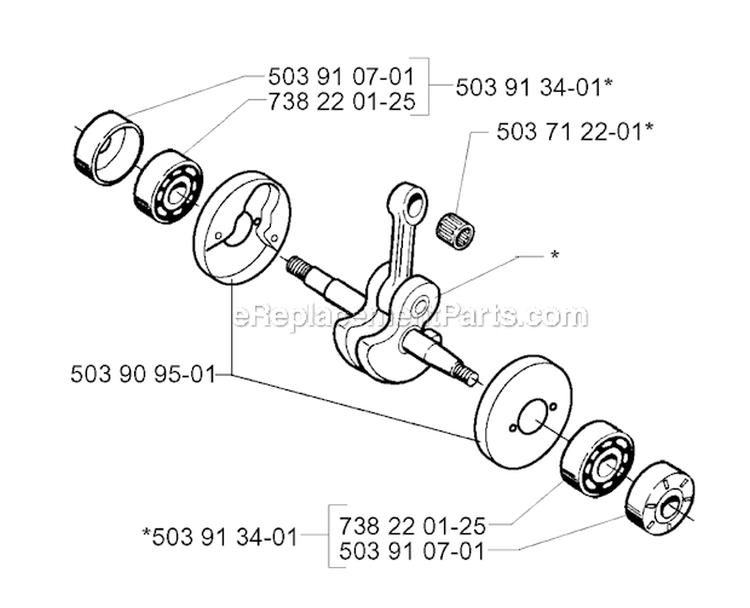 Crankshaft Diagram and Parts List for 225R 1997-02 Husqvarna Brush Cutter