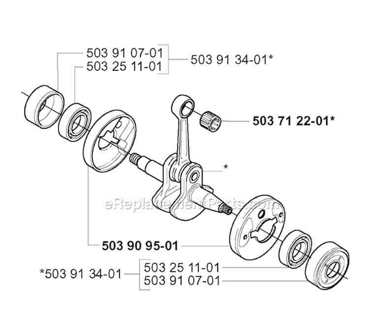 Crankshaft Diagram and Parts List for 225R 2000-10 Husqvarna Brush Cutter