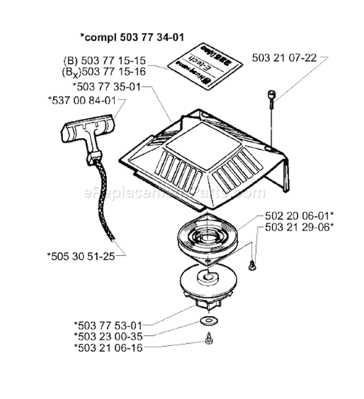 Page L Diagram and Parts List for 225BX 225 BX 2001-06 Husqvarna Leaf Blower / Vacuum