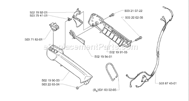 Page M Diagram and Parts List for 225BX 225 BX 2001-06 Husqvarna Leaf Blower / Vacuum