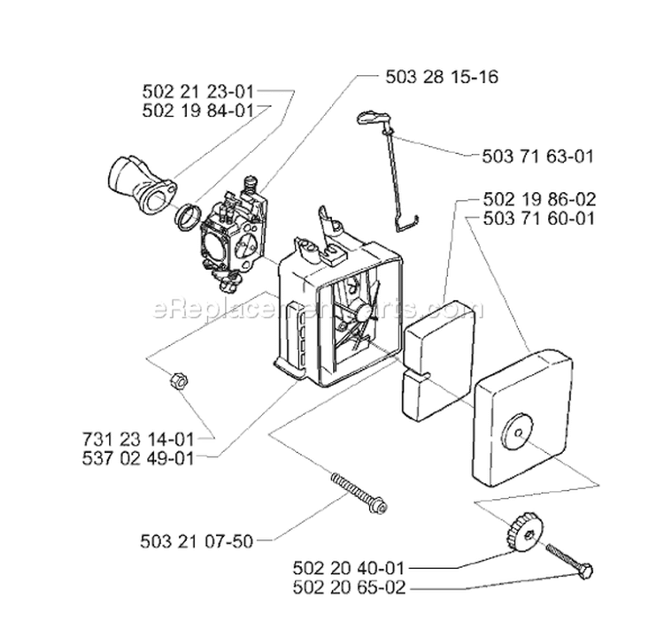 Page B Diagram and Parts List for 225BX 225 BX 2001-06 Husqvarna Leaf Blower / Vacuum