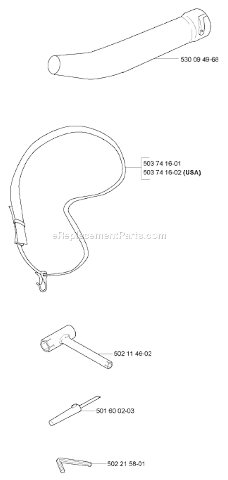 Page A Diagram and Parts List for 225BX 225 BX 2006-09 Husqvarna Leaf Blower / Vacuum