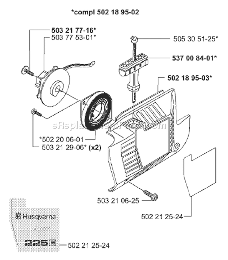 Page N Diagram and Parts List for 225E 225 E 2000-10 Husqvarna Edger