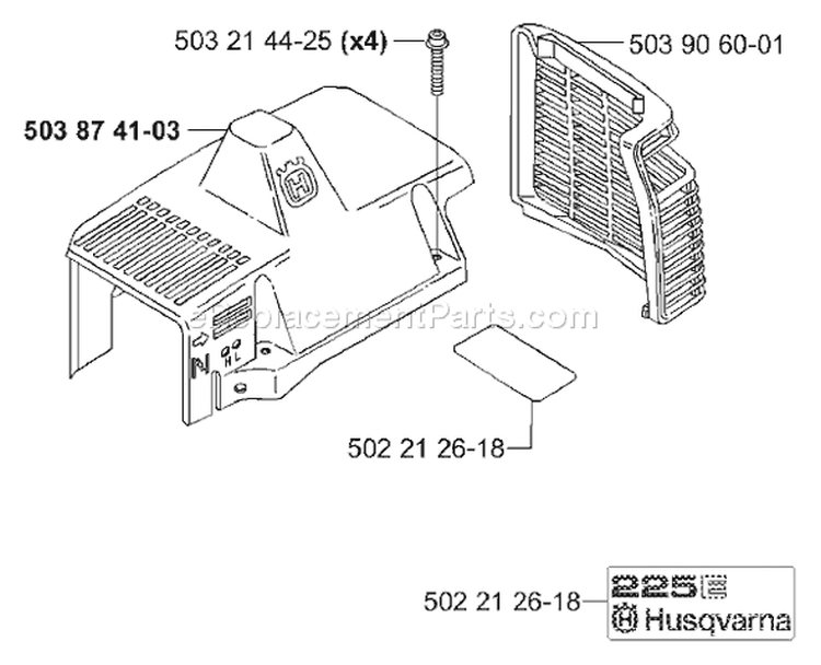 Page E Diagram and Parts List for 225E 225 E 2000-10 Husqvarna Edger