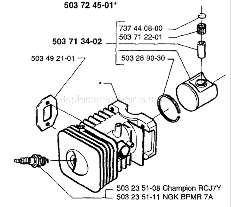 Page K Diagram and Parts List for 225H75 225 H75 1996-12 Husqvarna Hedge Trimmer